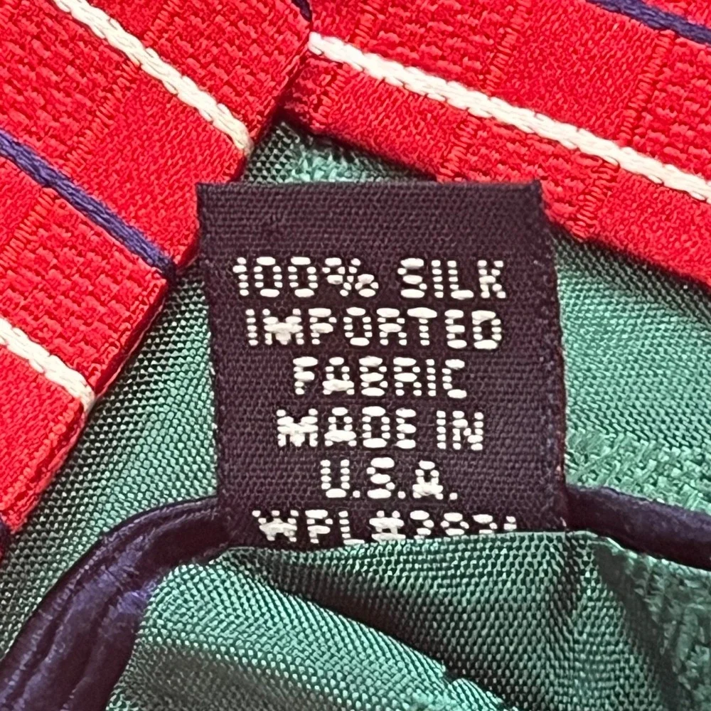 Tommy Hilfiger 100% Silk Tie 58x3.5 Red White‎ Blue Made In USA